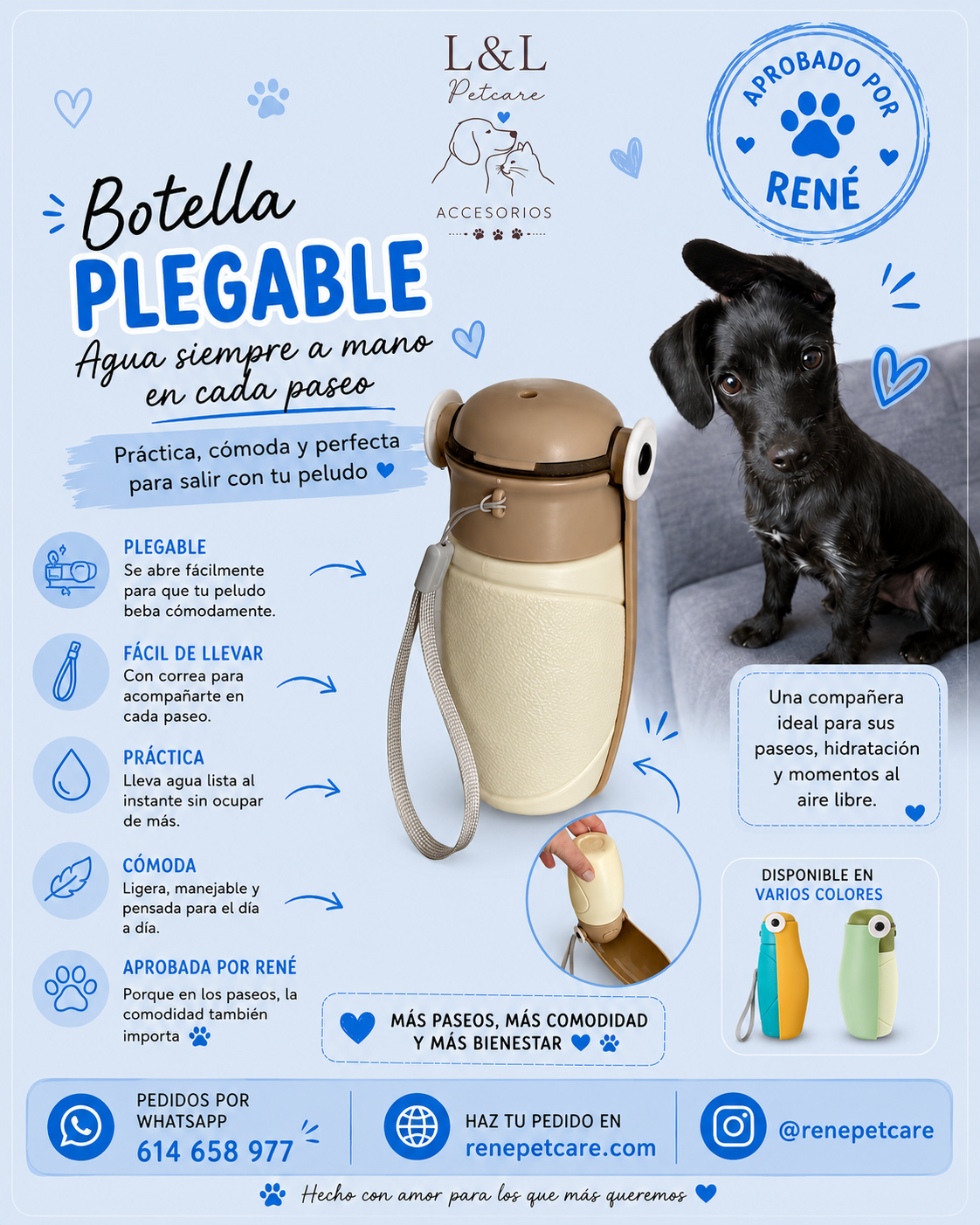 Botella Plegable para Mascotas