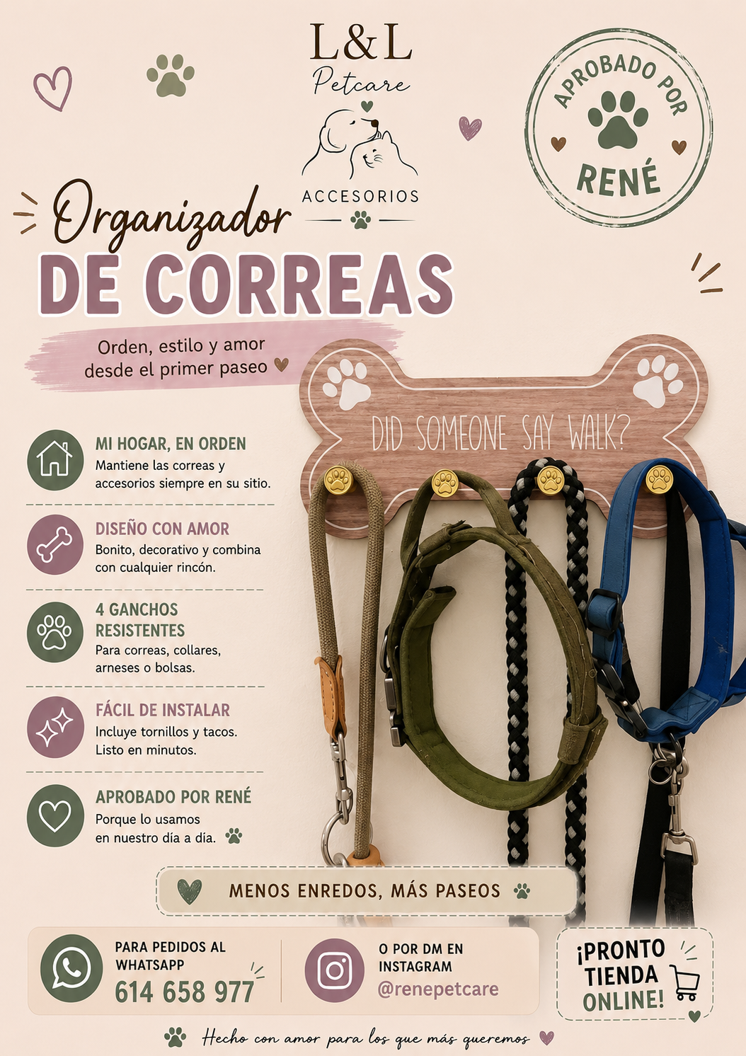 Organizador de Correas para Perros