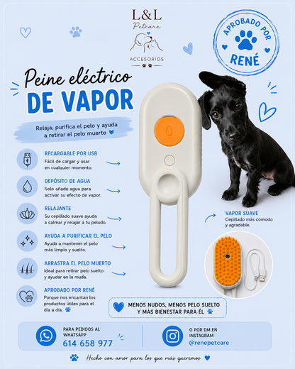 Peine Eléctrico de Vapor para Mascotas