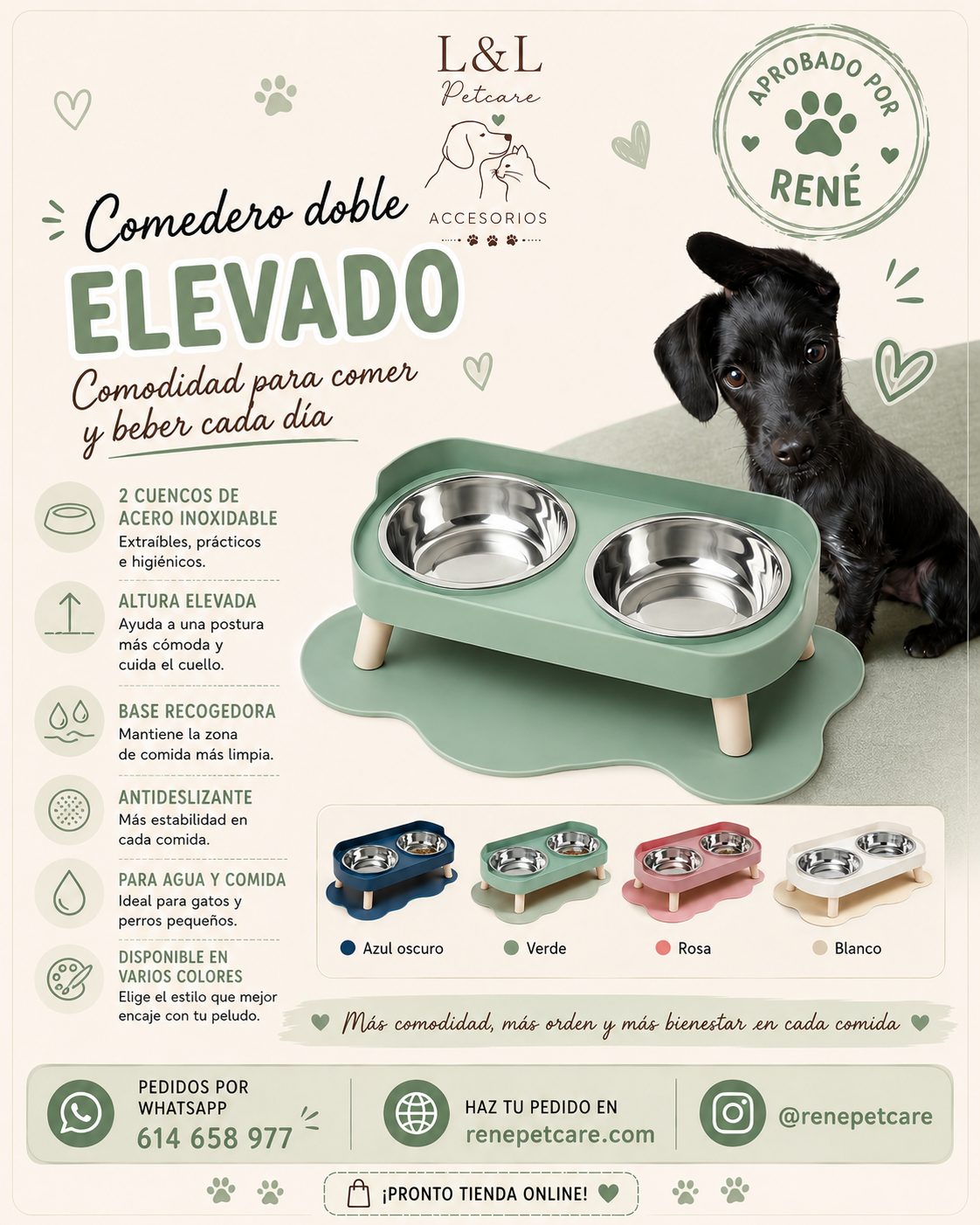 Comedero Doble Elevado para Mascotas
