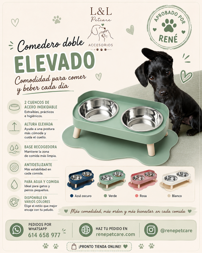 Comedero Doble Elevado para Mascotas